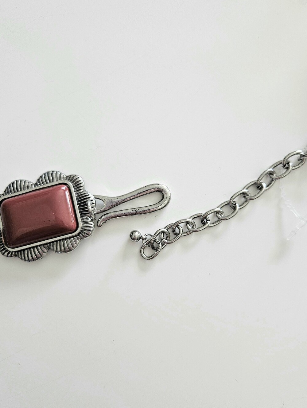 NWT Haute Hippie Rust Red And Hammered Silver Ornate Concho/Cabochon Chain Belt - Picture 5 of 6